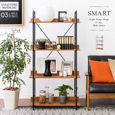 ヴィンテージテイストのアイアン製4段シェルフ SMART